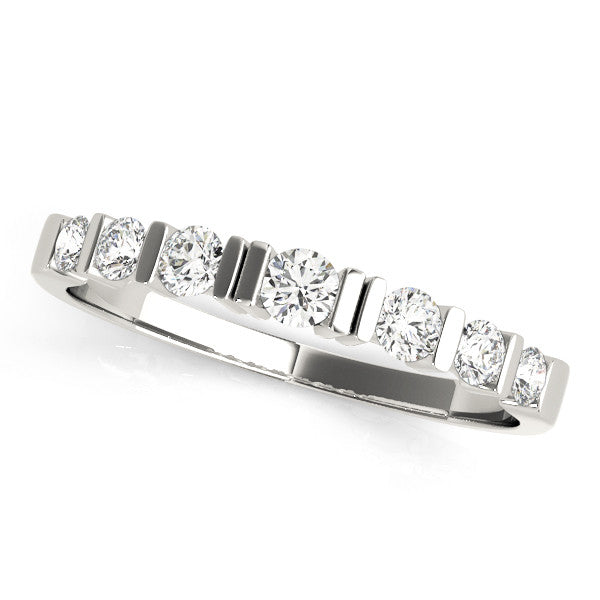 Silver Round Channel Set Diamond Half Eternity Band