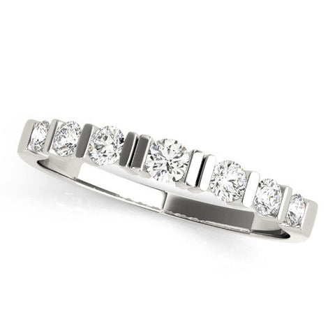 Silver Round Channel Set Diamond Half Eternity Band