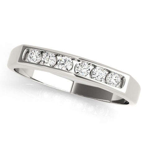 Platinum Channel Set Round Diamond Flat Band