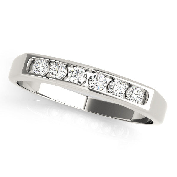 White gold Channel Set Round Diamond Flat Band