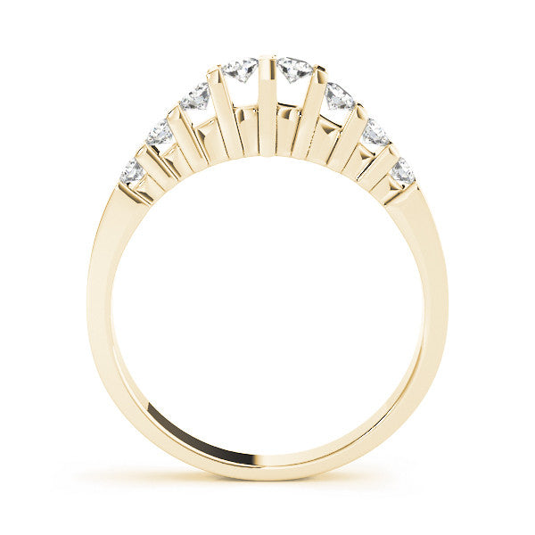 Yellow gold Channel Set Round Diamond Half Eternity Band with Bar Prong Setting