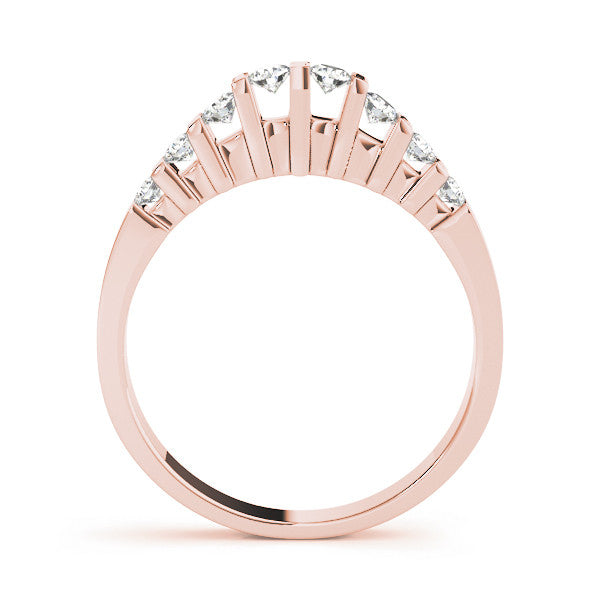 Rose gold Channel Set Round Diamond Half Eternity Band with Bar Prong Setting