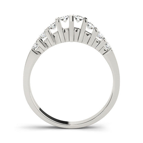 White gold Channel Set Round Diamond Half Eternity Band with Bar Prong Setting