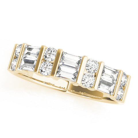 Yellow gold Channel Set Baguette and Round Diamond Eternity Band