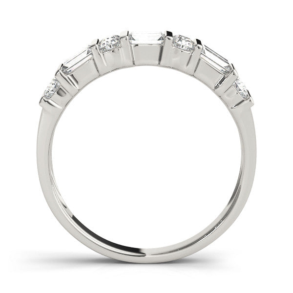 White gold Channel Set Baguette and Round Diamond Eternity Band