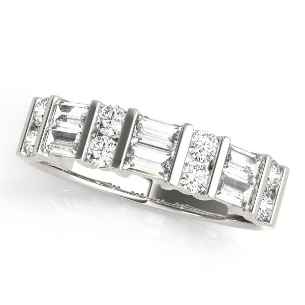 White gold Channel Set Baguette and Round Diamond Eternity Band
