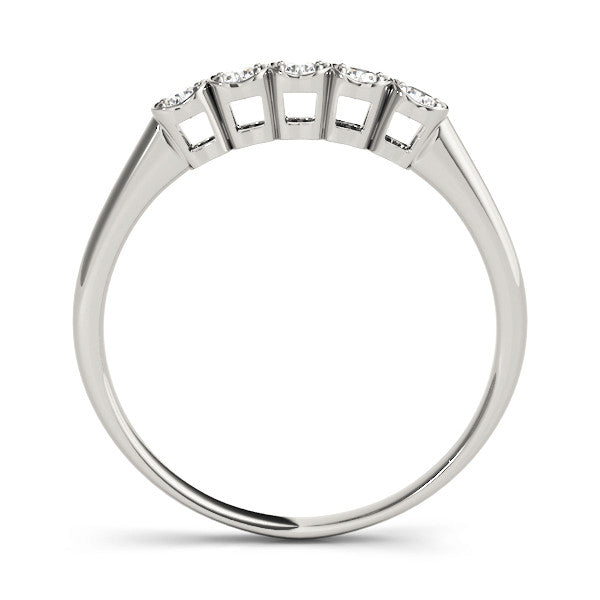 White gold Five-Stone Round Diamond Bezel Set White Gold Band