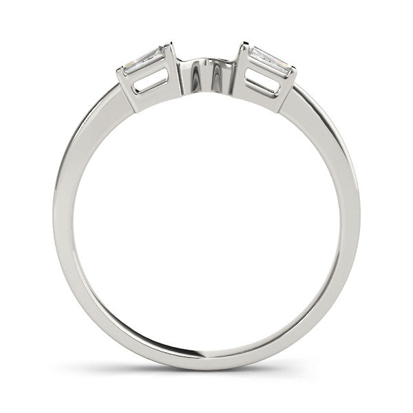 Silver Baguette Diamond Open Band with Bar Prong Setting