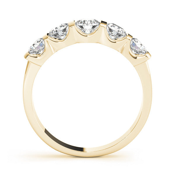 Yellow gold Channel-Set Round Diamond Five-Stone Band