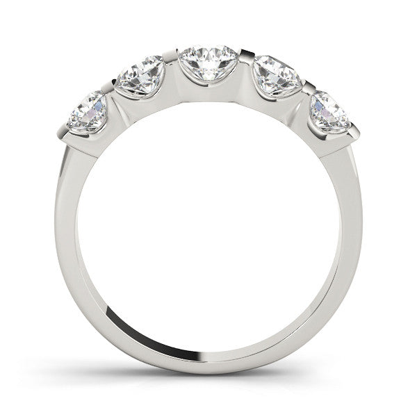 Platinum Channel-Set Round Diamond Five-Stone Band
