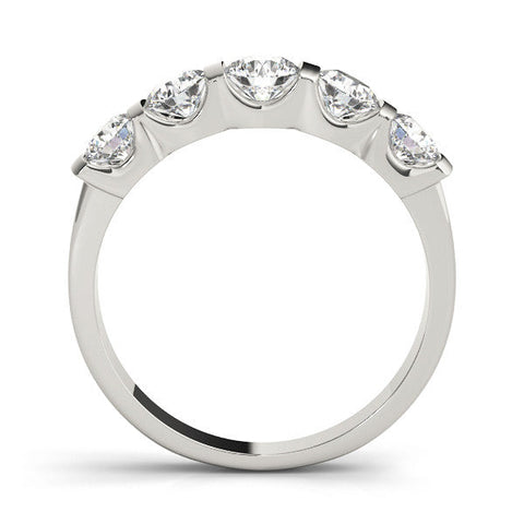 Silver Channel-Set Round Diamond Five-Stone Band