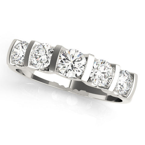 Platinum Channel-Set Round Diamond Five-Stone Band