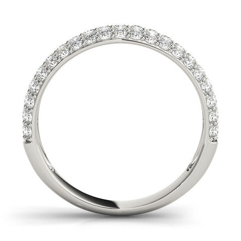White gold Three-Row Round Diamond Pave Eternity Band with Shared Prong Setting