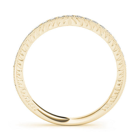 Yellow gold Round Cut Diamond Milgrain Pavé Eternity Band