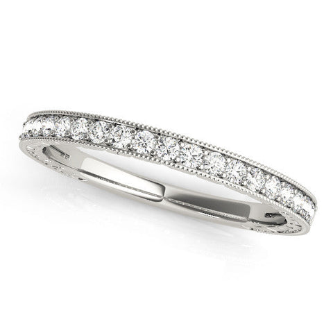 Platinum Round Cut Diamond Milgrain Pavé Eternity Band