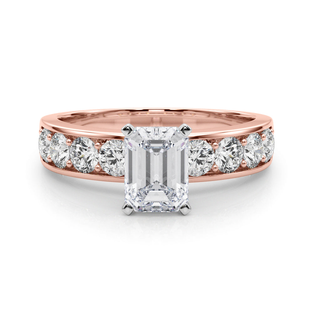 Rose gold Round Cut Channel Set Diamond Engagement Ring with Four-Prong Setting