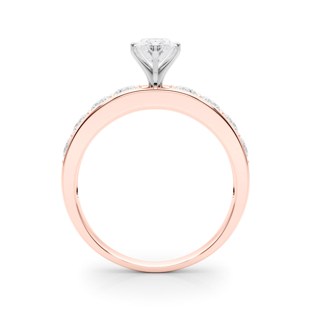 Rose gold Marquise Cut Channel Set Diamond Engagement Ring with Four-Prong Setting