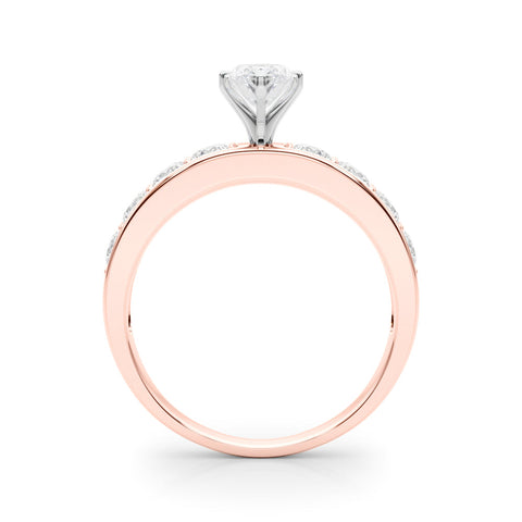 Rose gold Marquise Cut Channel Set Diamond Engagement Ring with Four-Prong Setting