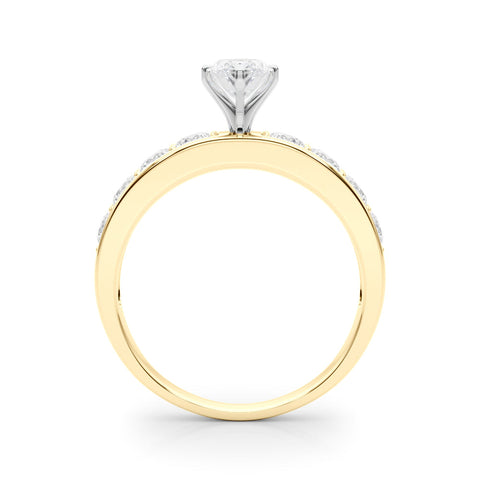 Yellow gold Marquise Cut Channel Set Diamond Engagement Ring with Four-Prong Setting