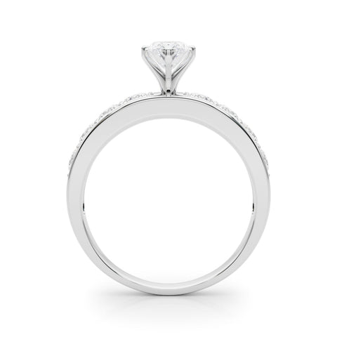 White gold Marquise Cut Channel Set Diamond Engagement Ring with Four-Prong Setting