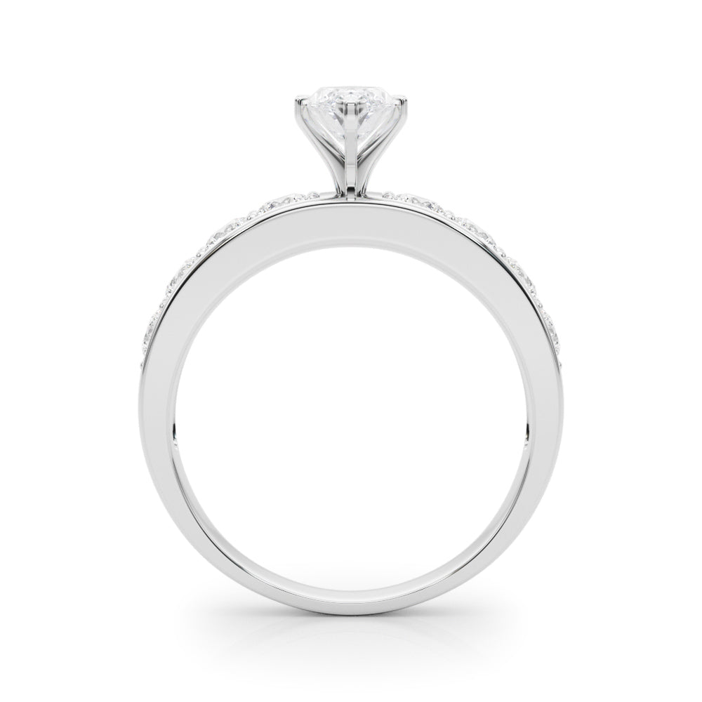 White gold Marquise Cut Channel Set Diamond Engagement Ring with Four-Prong Setting