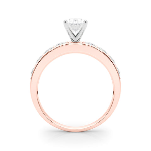 Rose gold Oval Cut Channel Set Diamond Engagement Ring with Four-Prong Setting