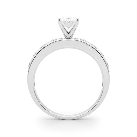 White gold Oval Cut Channel Set Diamond Engagement Ring with Four-Prong Setting
