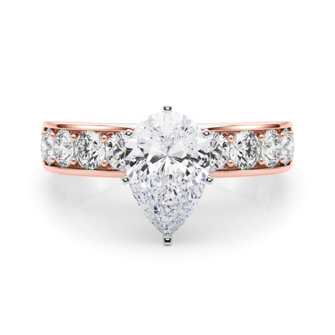 Rose gold Pear Cut Channel Set Diamond Engagement Ring with Four-Prong Setting