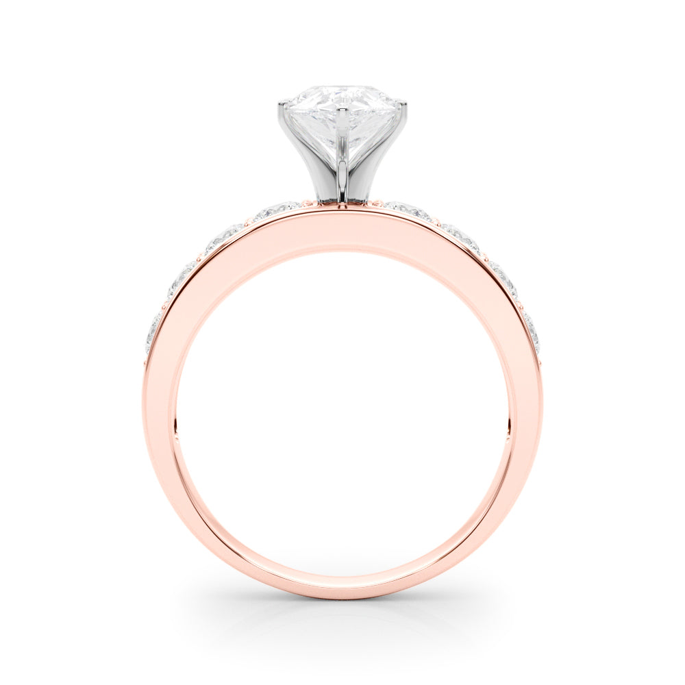 Rose gold Pear Cut Channel Set Diamond Engagement Ring with Four-Prong Setting