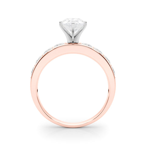 Rose gold Pear Cut Channel Set Diamond Engagement Ring with Four-Prong Setting
