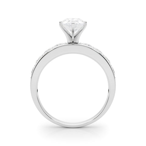 Platinum Pear Cut Channel Set Diamond Engagement Ring with Four-Prong Setting