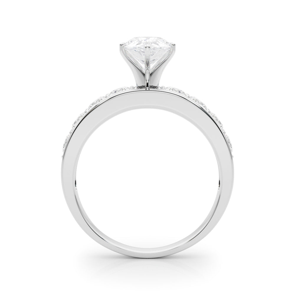 Platinum Pear Cut Channel Set Diamond Engagement Ring with Four-Prong Setting