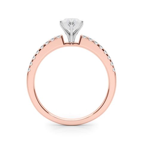 Rose gold Marquise Solitaire Diamond with Pavé Band and Four-Prong Setting