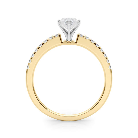 Yellow gold Marquise Solitaire Diamond with Pavé Band and Four-Prong Setting