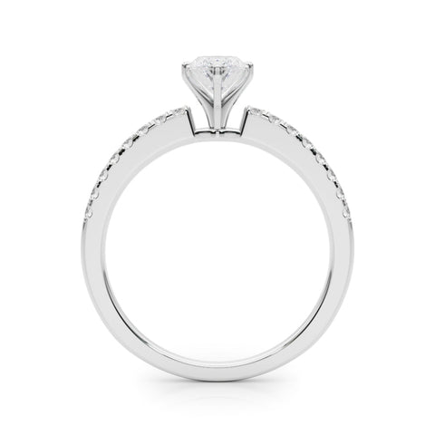Platinum Marquise Solitaire Diamond with Pavé Band and Four-Prong Setting