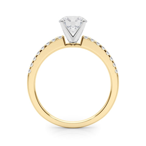Yellow gold Heart Solitaire Diamond with Pavé Band and Four-Prong Setting