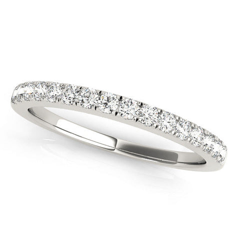 White gold Round Diamond Pavé Set Eternity Band with Shared Prong Setting