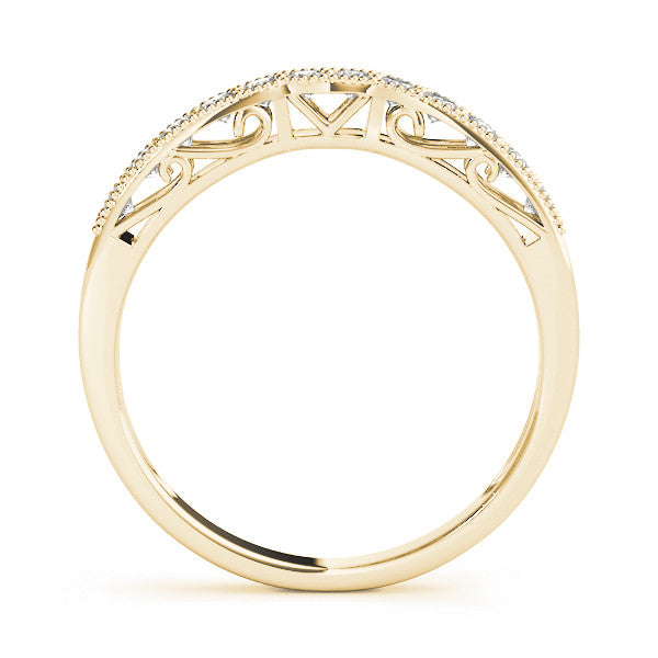Yellow gold Milgrain Round Diamond Pavé Chevron Band