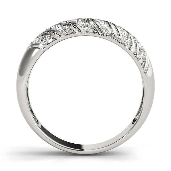 Silver Channel Set Round Diamond Dome Band