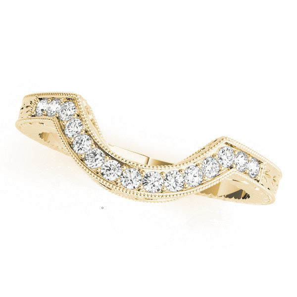 Yellow gold Channel Set Round Diamond Chevron Band