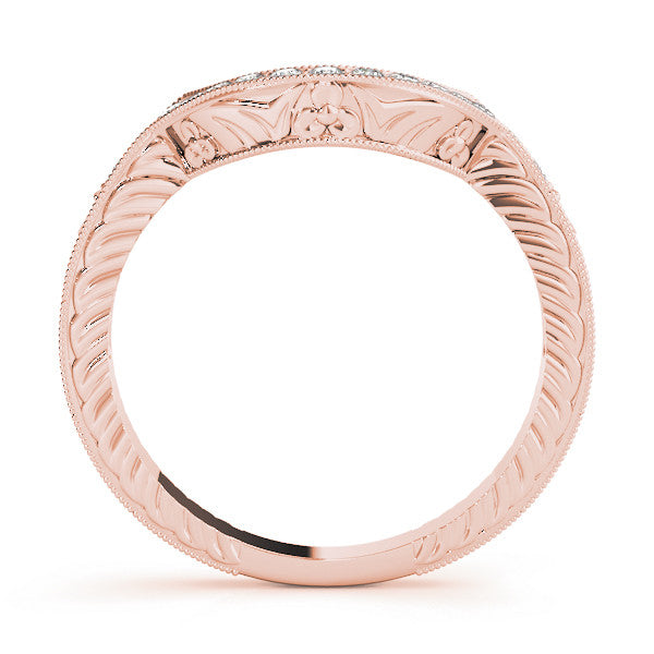Rose gold Channel Set Round Diamond Chevron Band