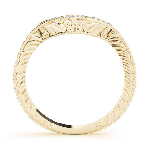 Yellow gold Channel Set Round Diamond Chevron Band