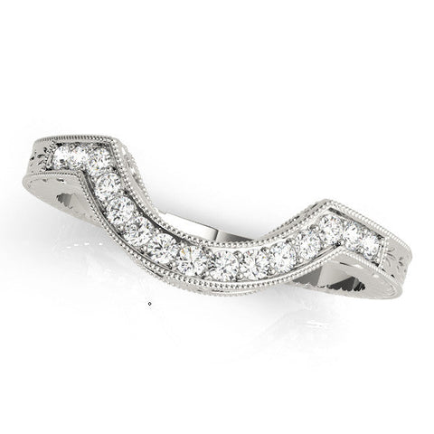 White gold Channel Set Round Diamond Chevron Band