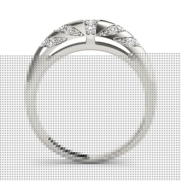 Silver Round Diamond Channel Set Curved Band with Bezel Setting