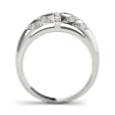 Silver Round Diamond Channel Set Curved Band with Bezel Setting