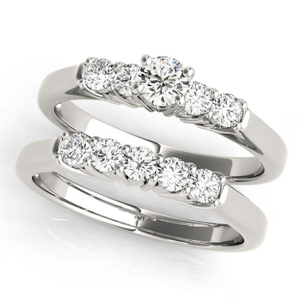 Platinum Cushion Cut Diamond Five-Stone Prong Set White Gold Ring