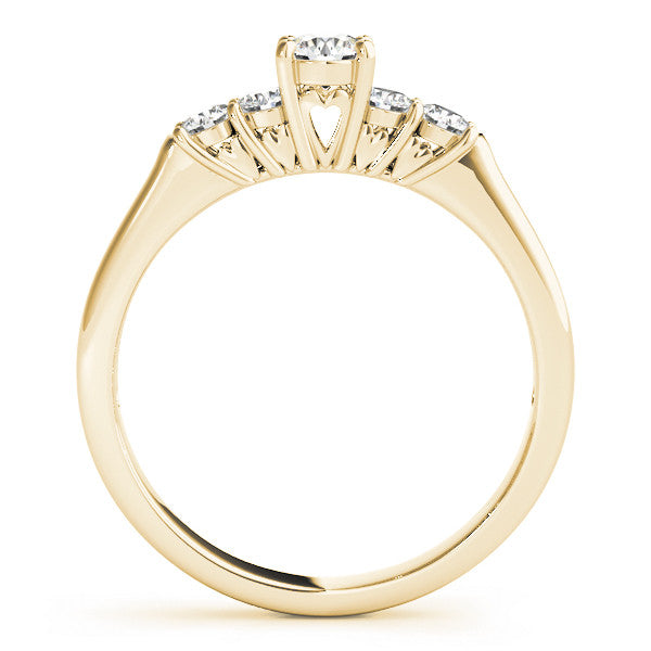 Yellow gold Heart Cut Diamond Five-Stone Prong Set White Gold Ring
