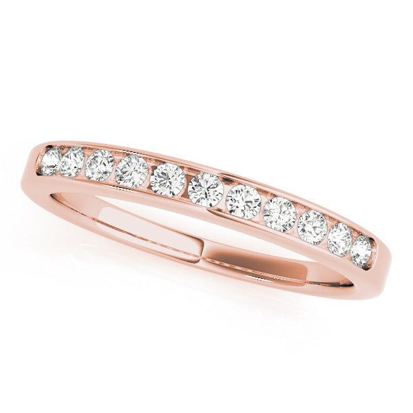 Rose gold Round Diamond Channel Set White Gold Band