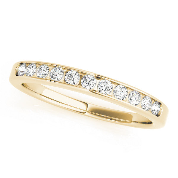 Yellow gold Round Diamond Channel Set White Gold Band