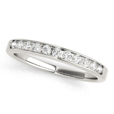 Silver Round Diamond Channel Set Silver Band